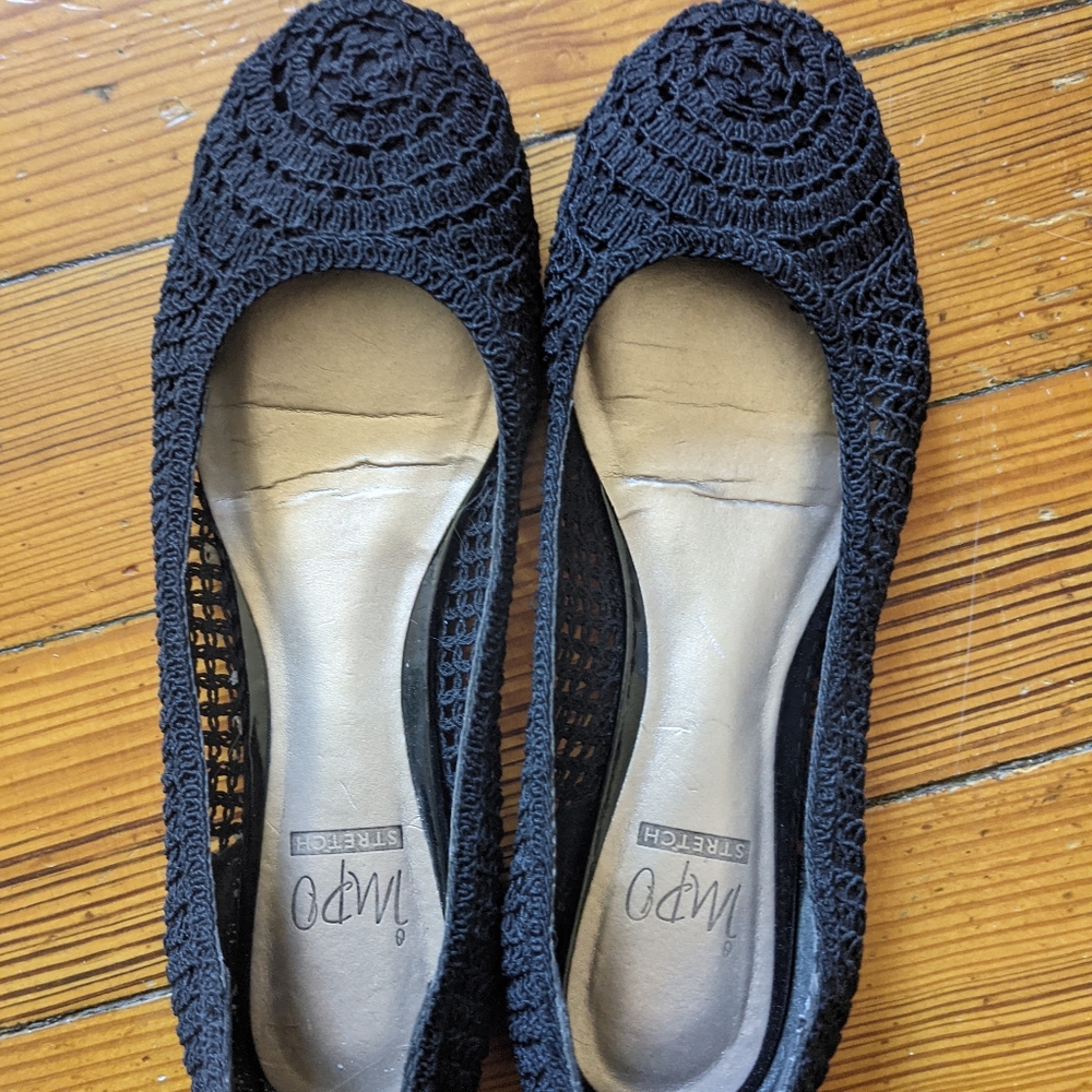 Black Crochet Ballet Flats Practically New